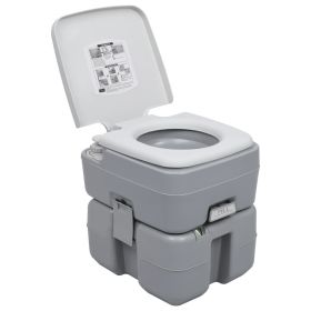 Portable Camping Toilet Gray 5.3+2.6 gal (Color: grey)